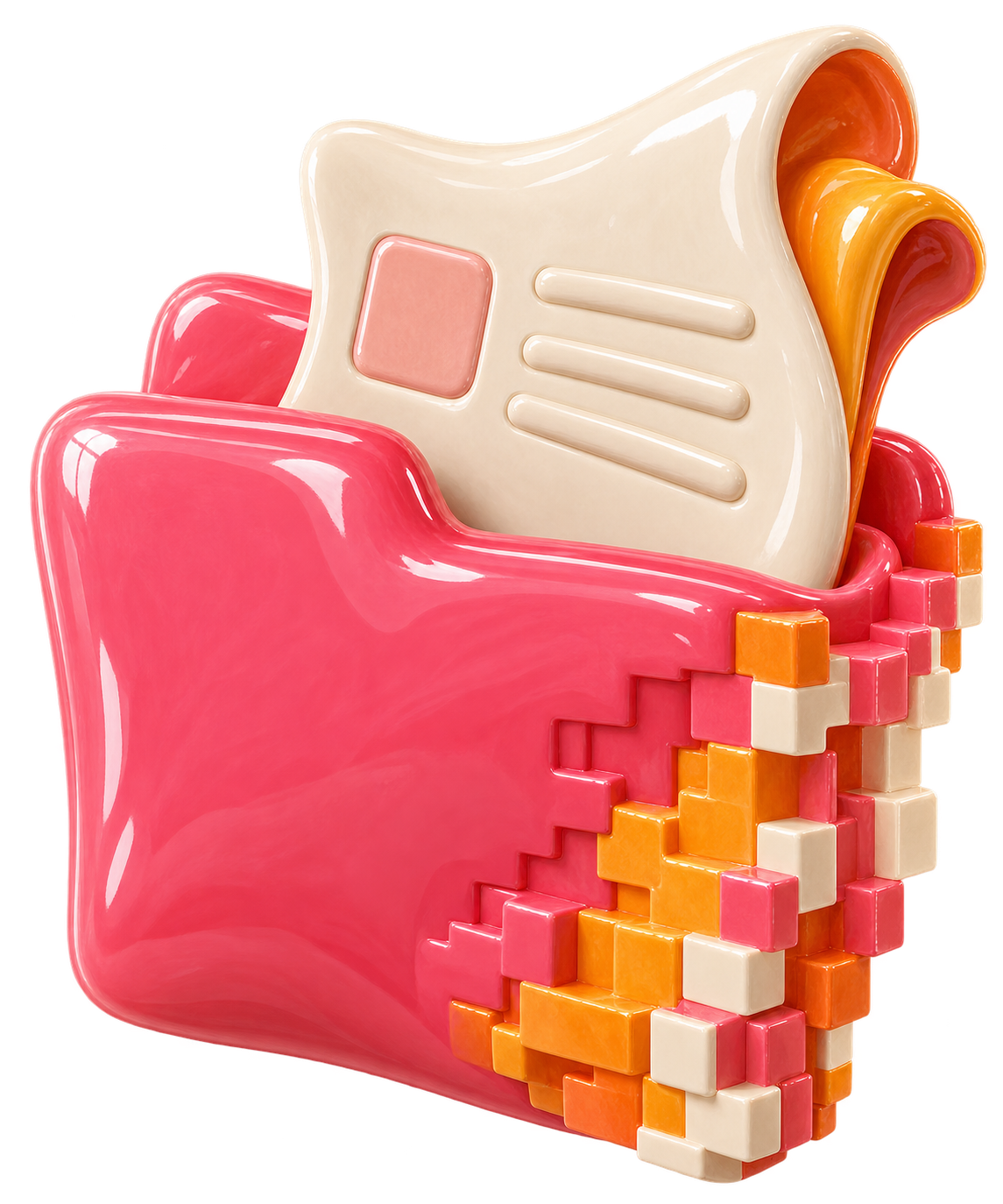 A coral folder and ivory document represent the existing records used to prepare a project.